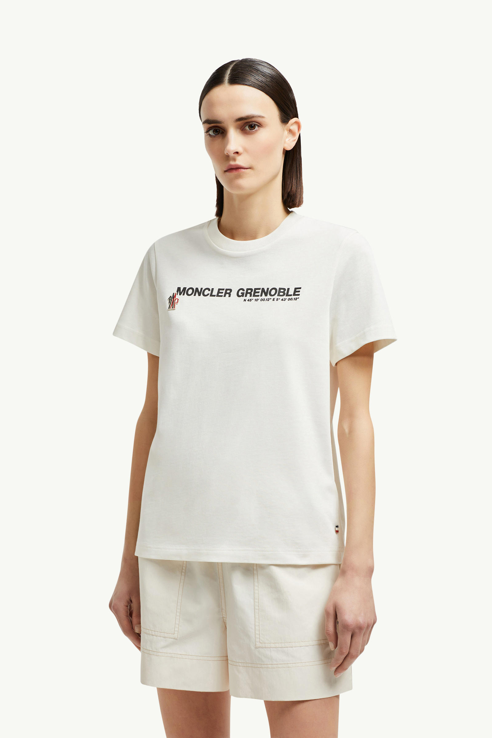 Logo Cotton T-Shirt Women White Moncler 3