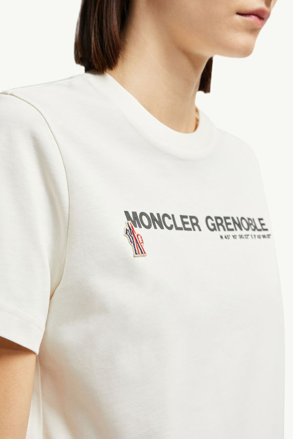 Logo Cotton T-Shirt Women White Moncler 5