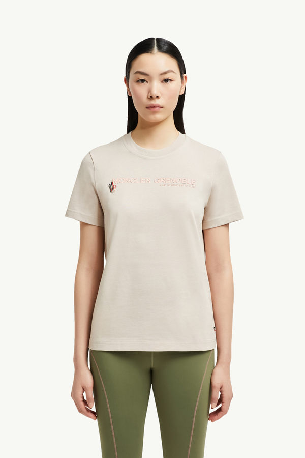 Logo Cotton T-Shirt Women Light Pink Moncler 3