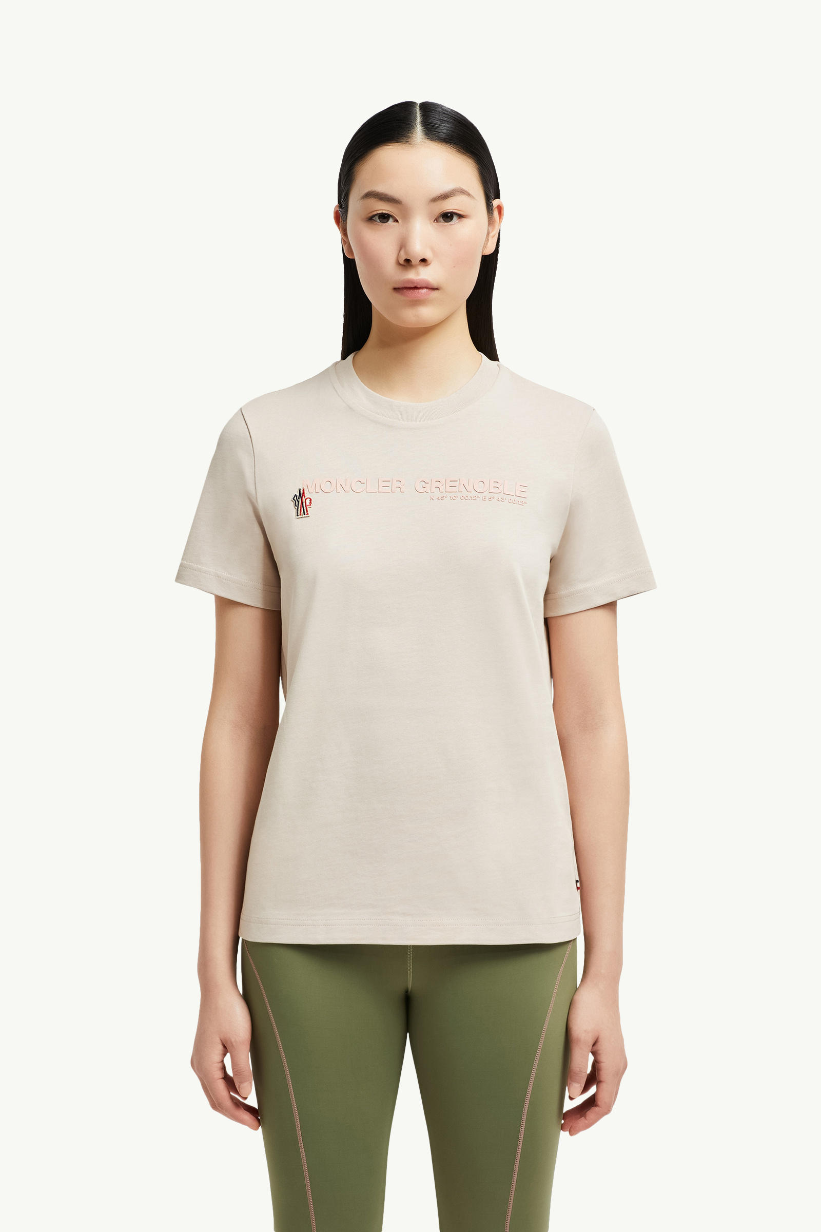 Logo Cotton T-Shirt Women Light Pink Moncler 3