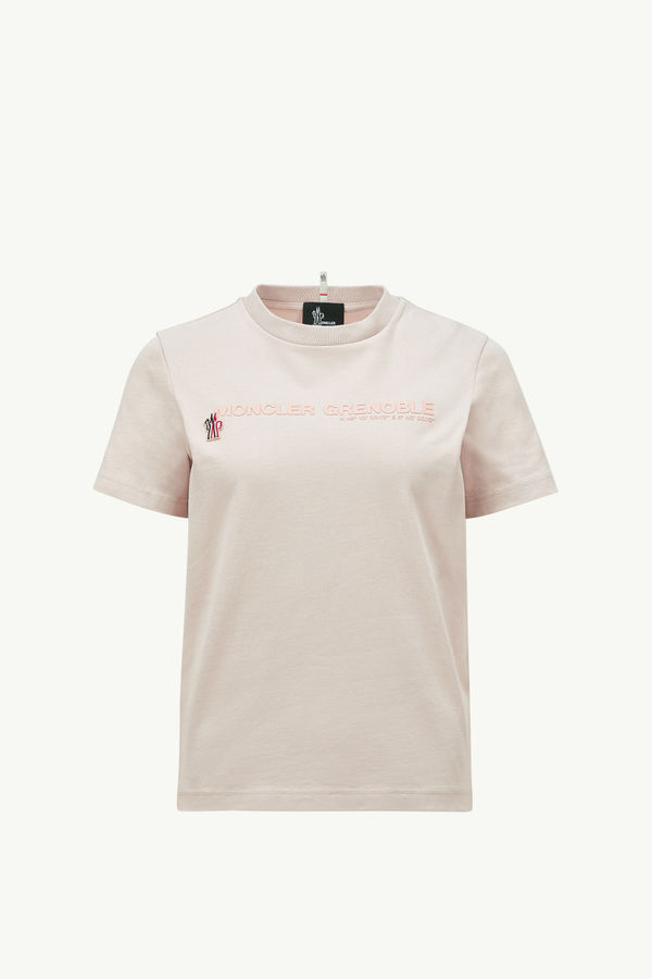 T-Shirt aus Baumwolle mit Logo Damen Hellpink Moncler 2