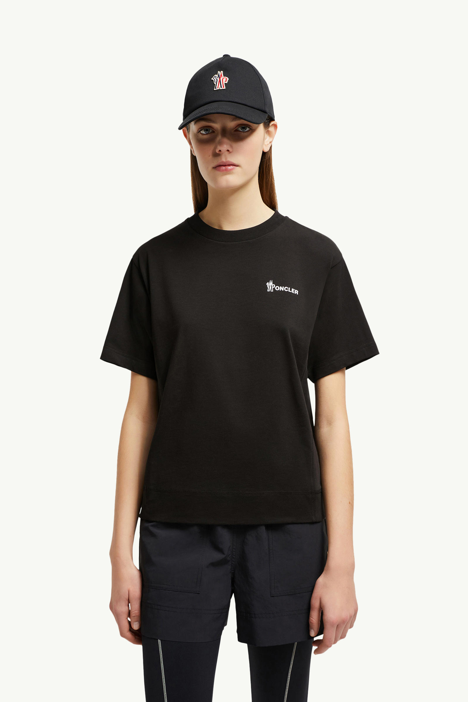 Embossed Logo Cotton T-Shirt Women Black Moncler 0