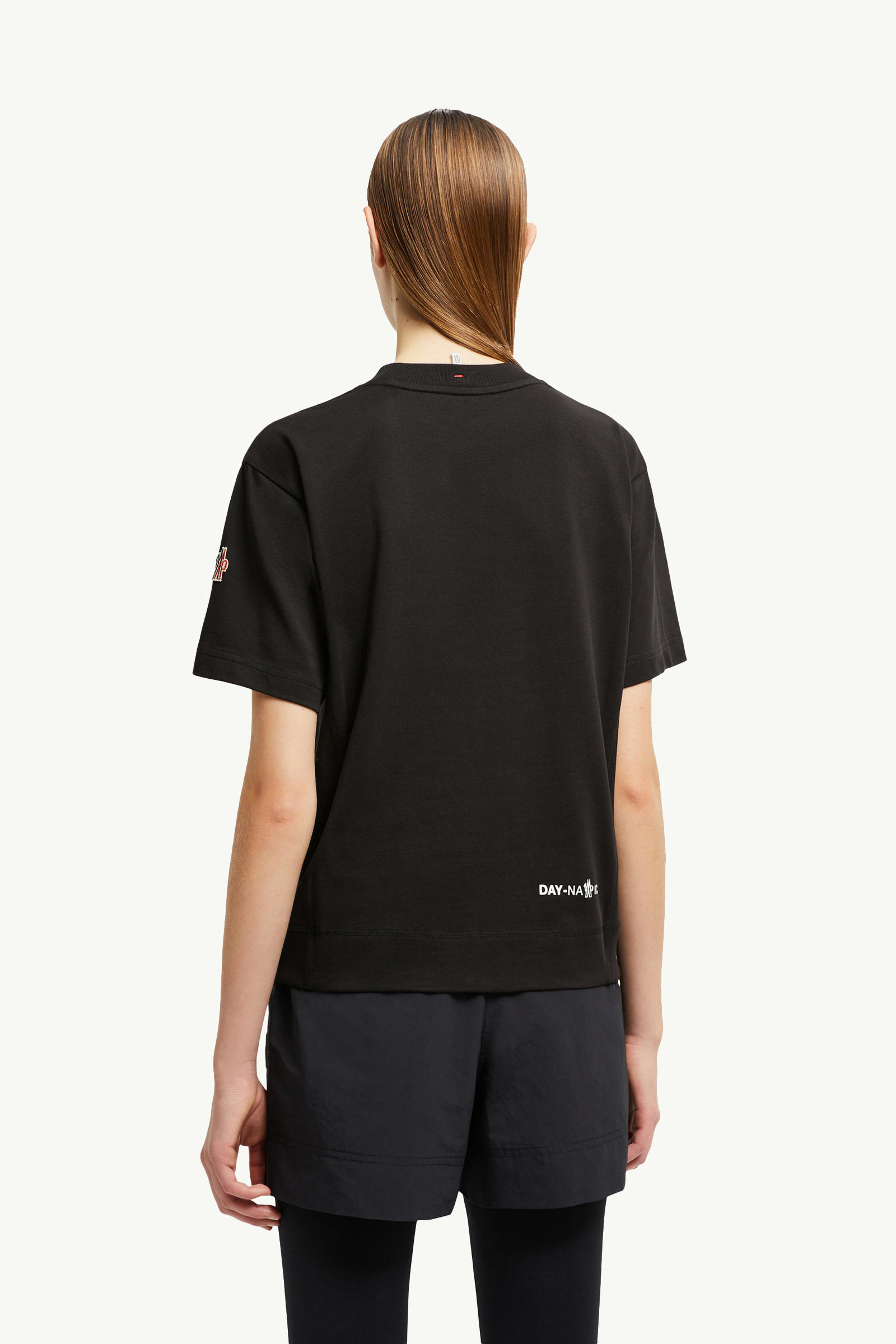 T-Shirt aus Baumwolle mit geprägtem Logo Damen Schwarz Moncler 4