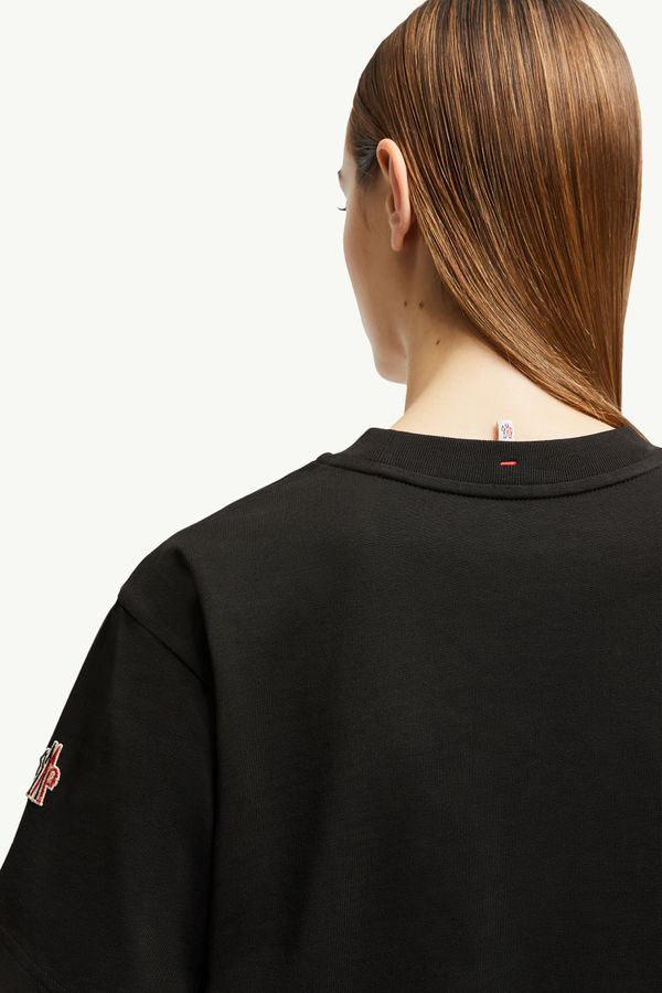 Embossed Logo Cotton T-Shirt Women Black Moncler 6