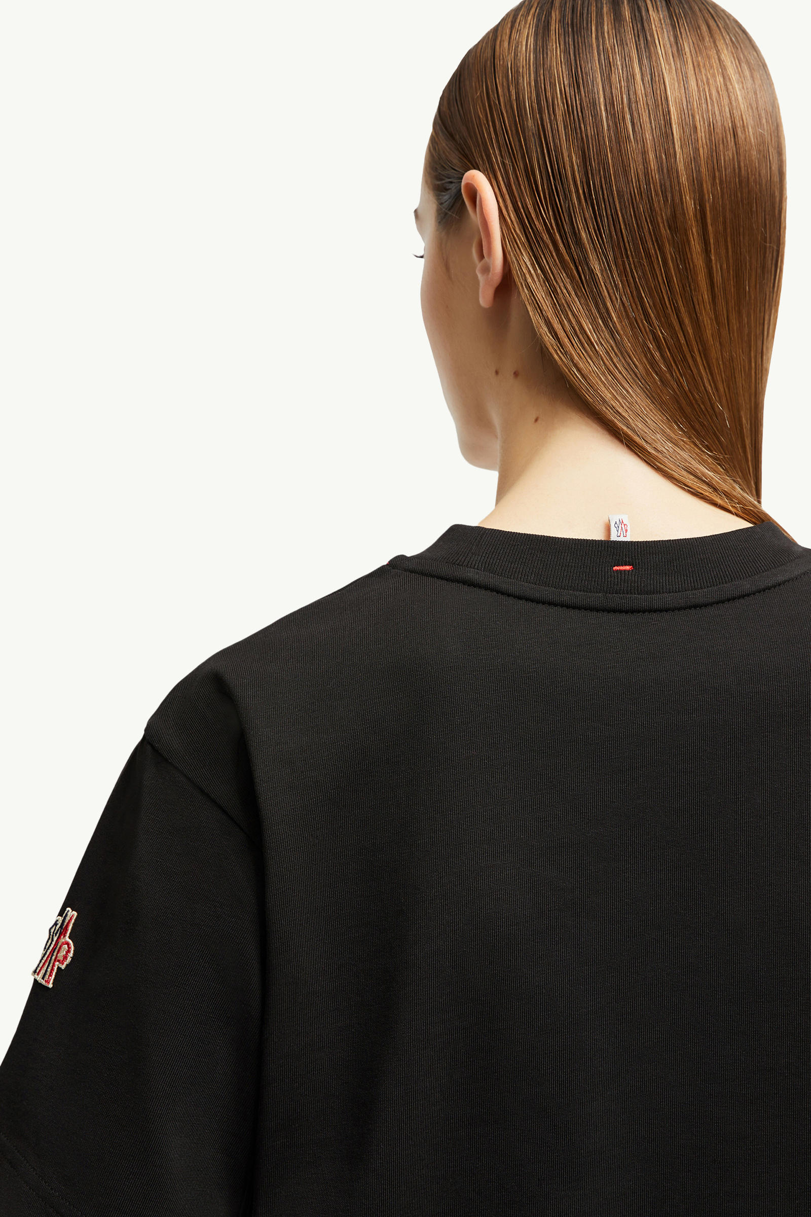 Embossed Logo Cotton T-Shirt Women Black Moncler 6