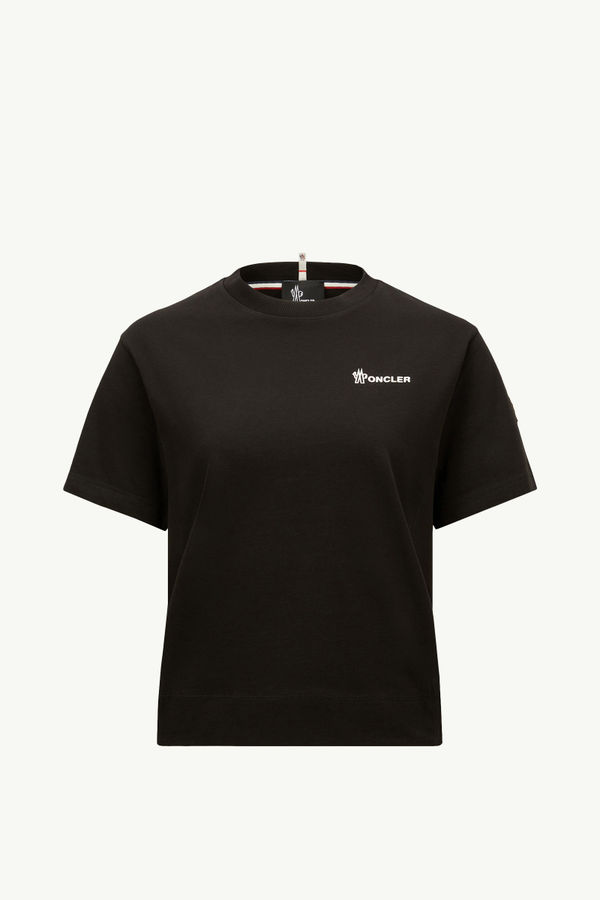 Embossed Logo Cotton T-Shirt Women Black Moncler 2
