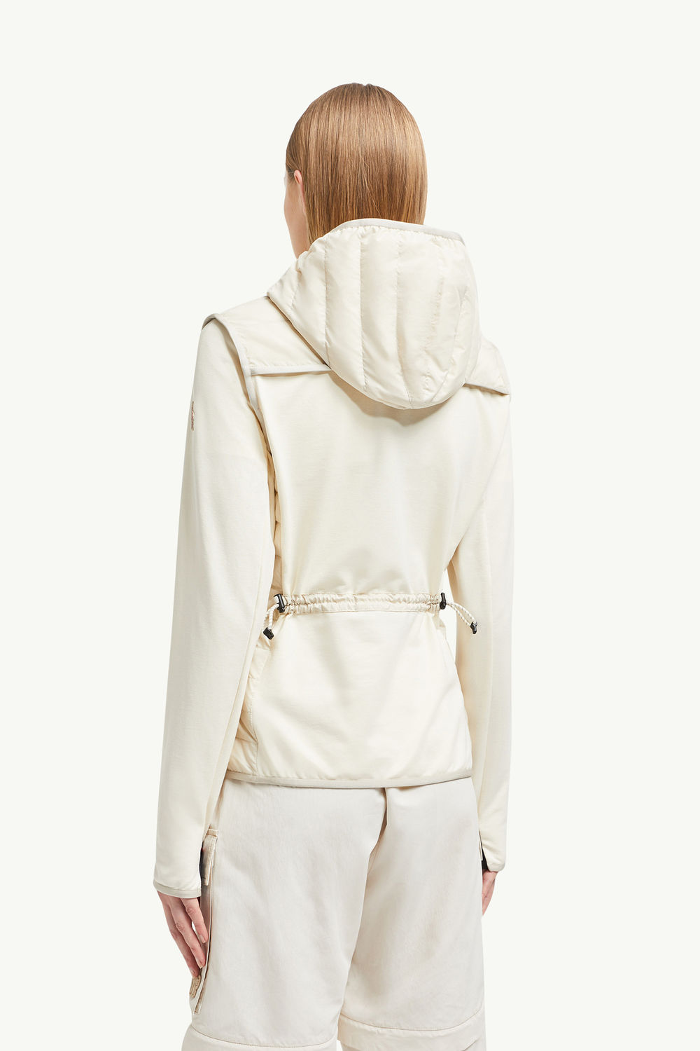 Padded Zip-Up Cotton Hoodie Women White Ivory Moncler 4