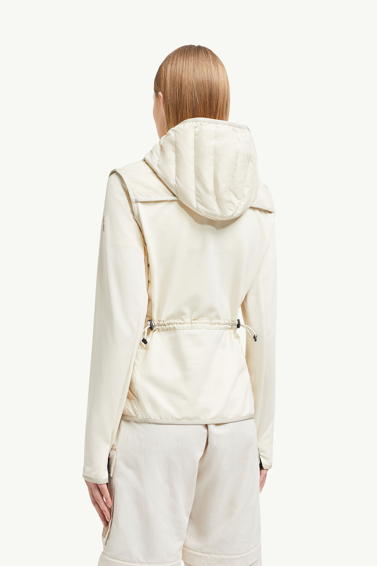 Padded Zip-Up Cotton Hoodie Women White Ivory Moncler 4