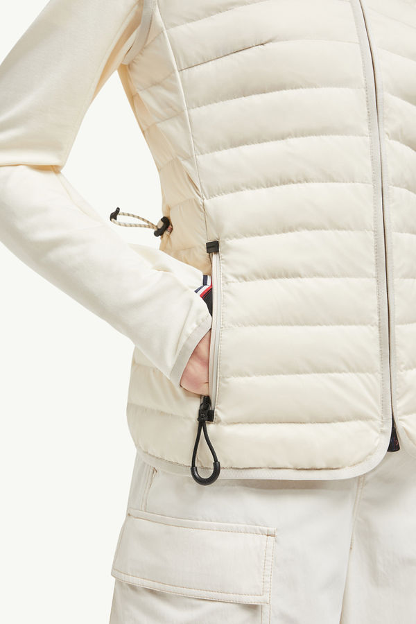 Padded Zip-Up Cotton Hoodie Women White Ivory Moncler 5