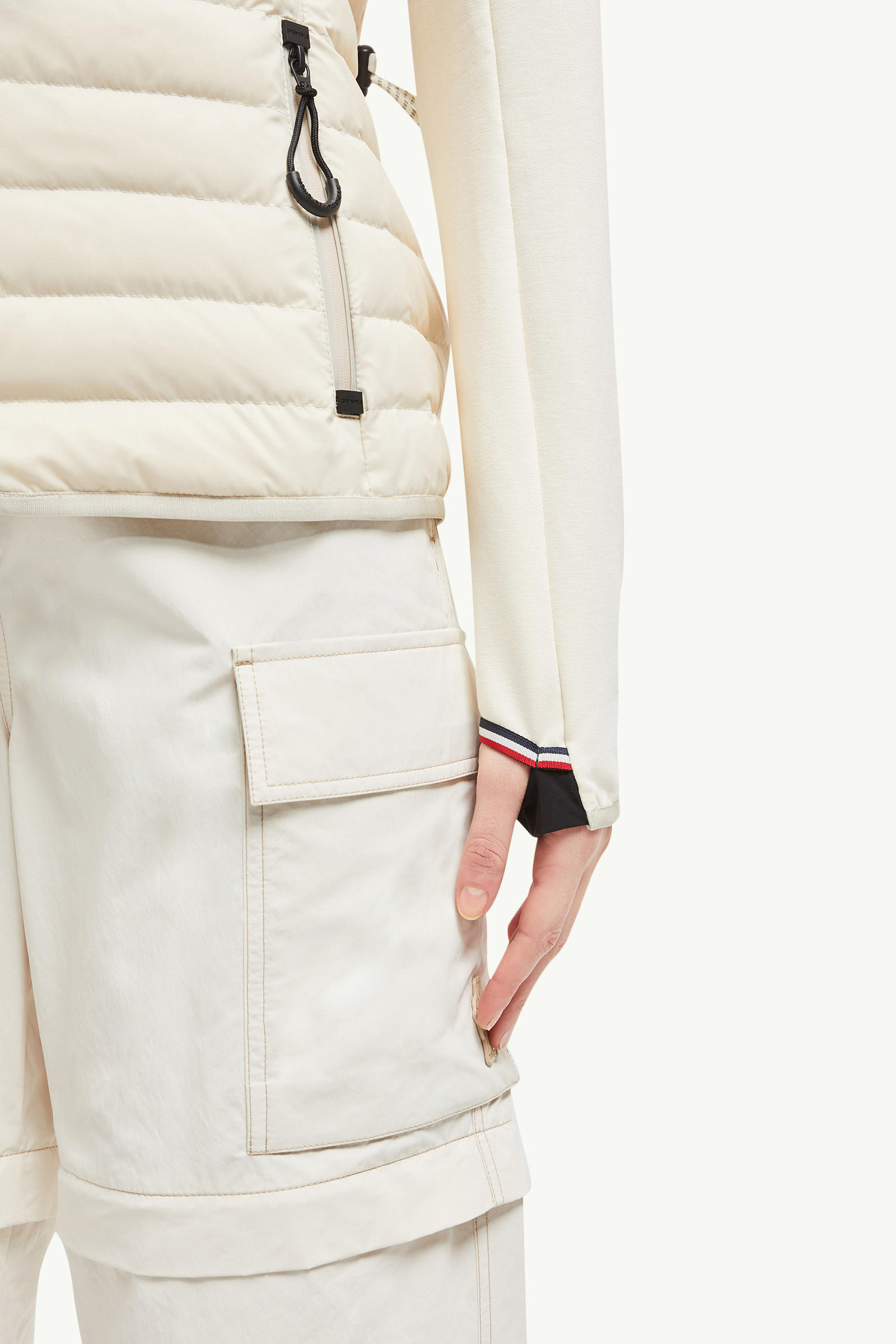 Padded Zip-Up Cotton Hoodie Women White Ivory Moncler 6