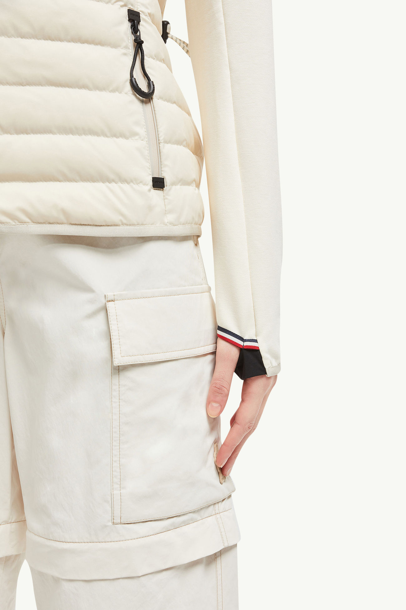 Sweat zippé en coton matelassé Femmes Blanc Ivoire Moncler 6