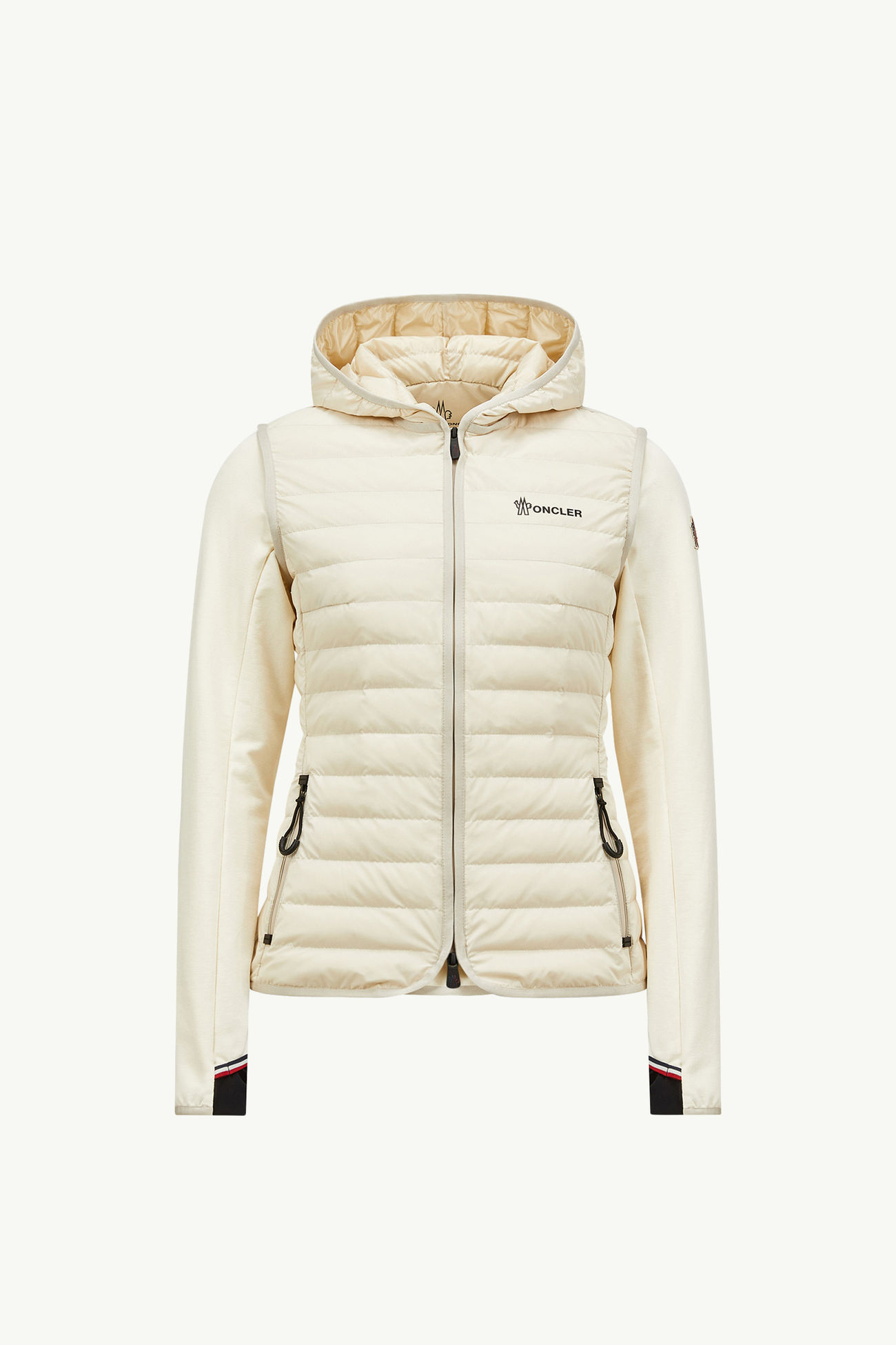 Padded Zip-Up Cotton Hoodie Women White Ivory Moncler 2