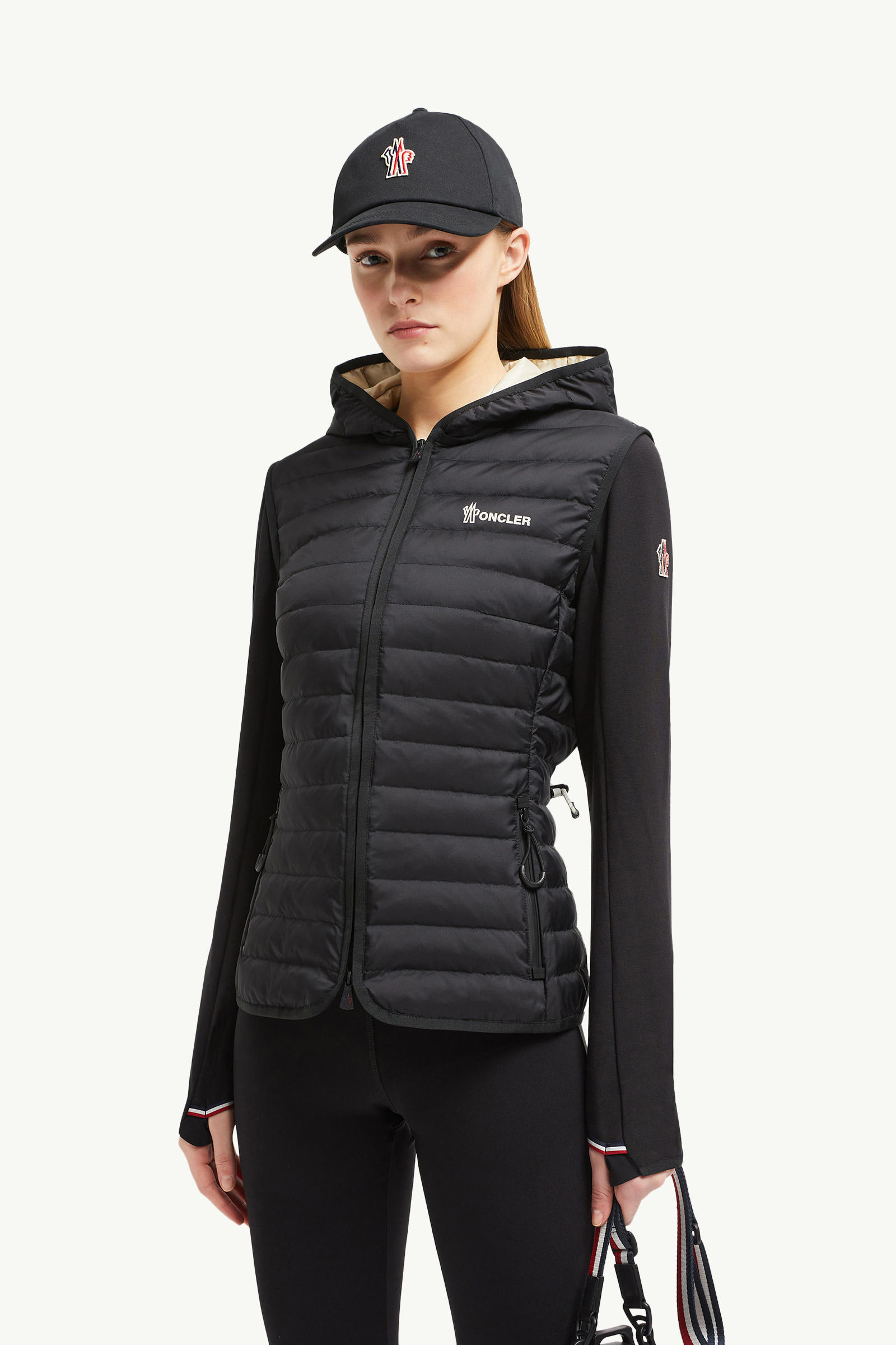 夾層拉鏈棉質連帽衫 女士 黑色 Moncler 0