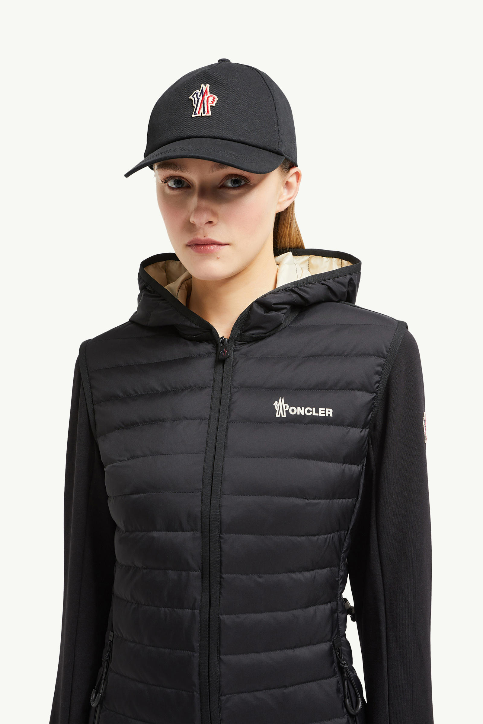 夾層拉鏈棉質連帽衫 女士 黑色 Moncler 1