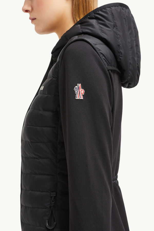 Kapuzenpullover mit Reißverschluss aus wattierter Baumwolle Damen Schwarz Moncler 6