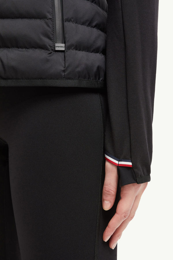 Padded Zip-Up Cotton Hoodie Women Black Moncler 7