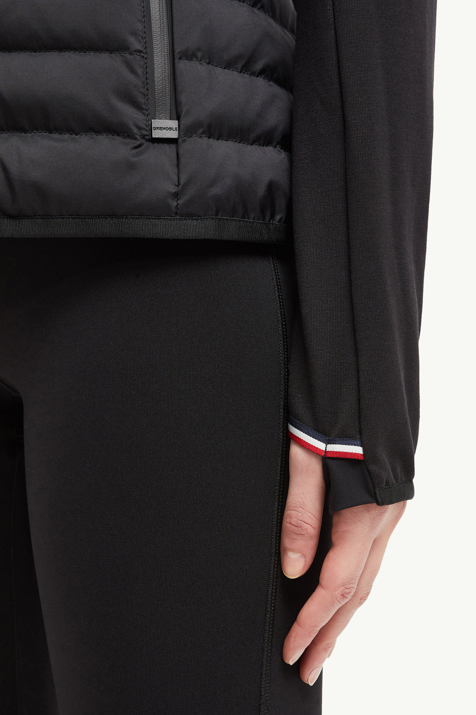Padded Zip-Up Cotton Hoodie Women Black Moncler 7