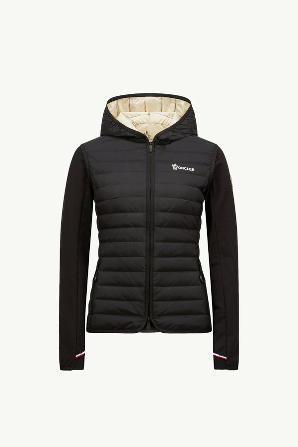 Kapuzenpullover mit Reißverschluss aus wattierter Baumwolle Damen Schwarz Moncler 2