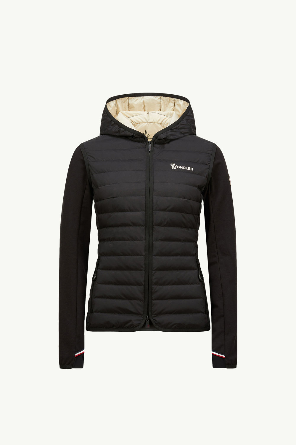 Padded Zip-Up Cotton Hoodie Women Black Moncler 2