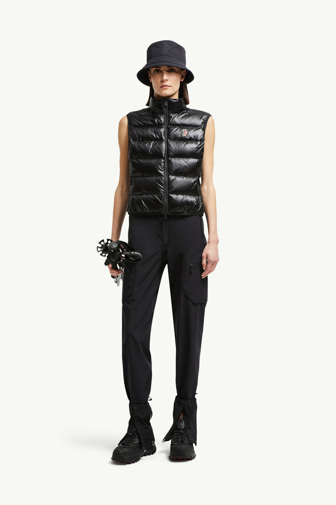 Padded Zip-Up Jersey Gilet Women Black Moncler 0