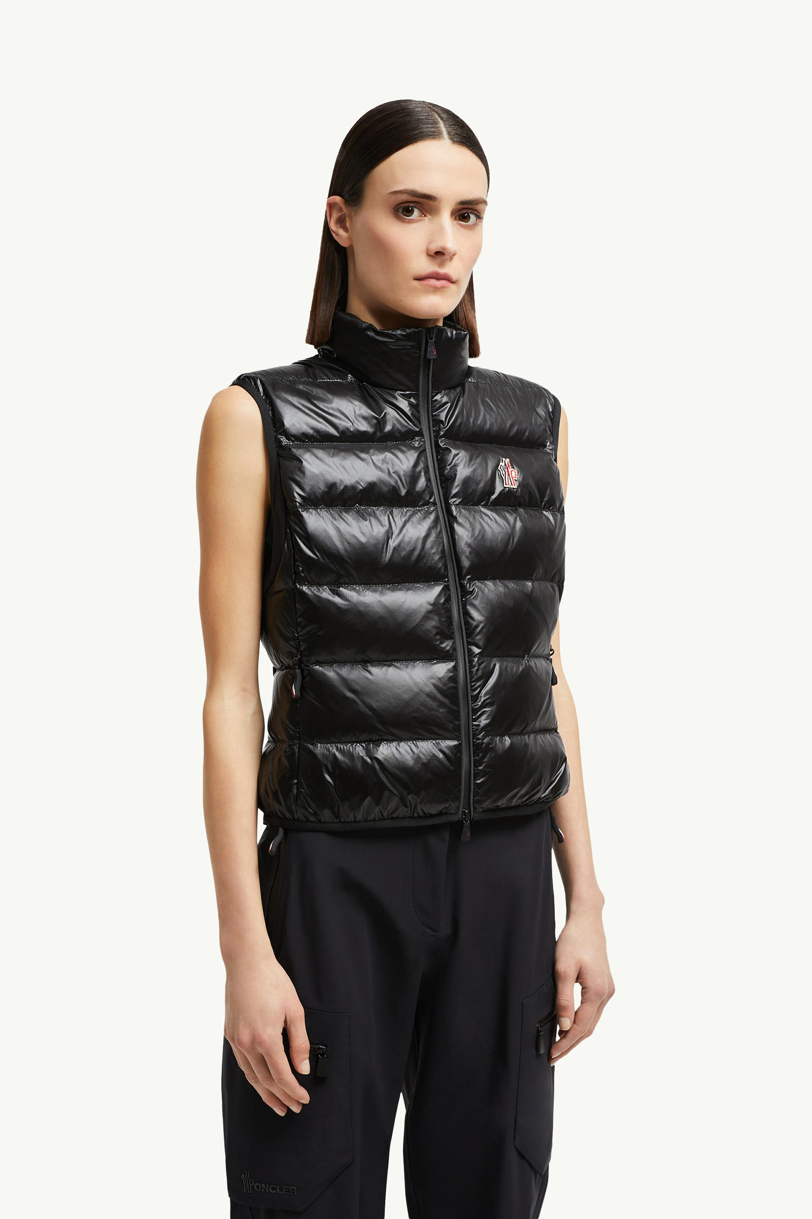 Padded Zip-Up Jersey Gilet Women Black Moncler 3