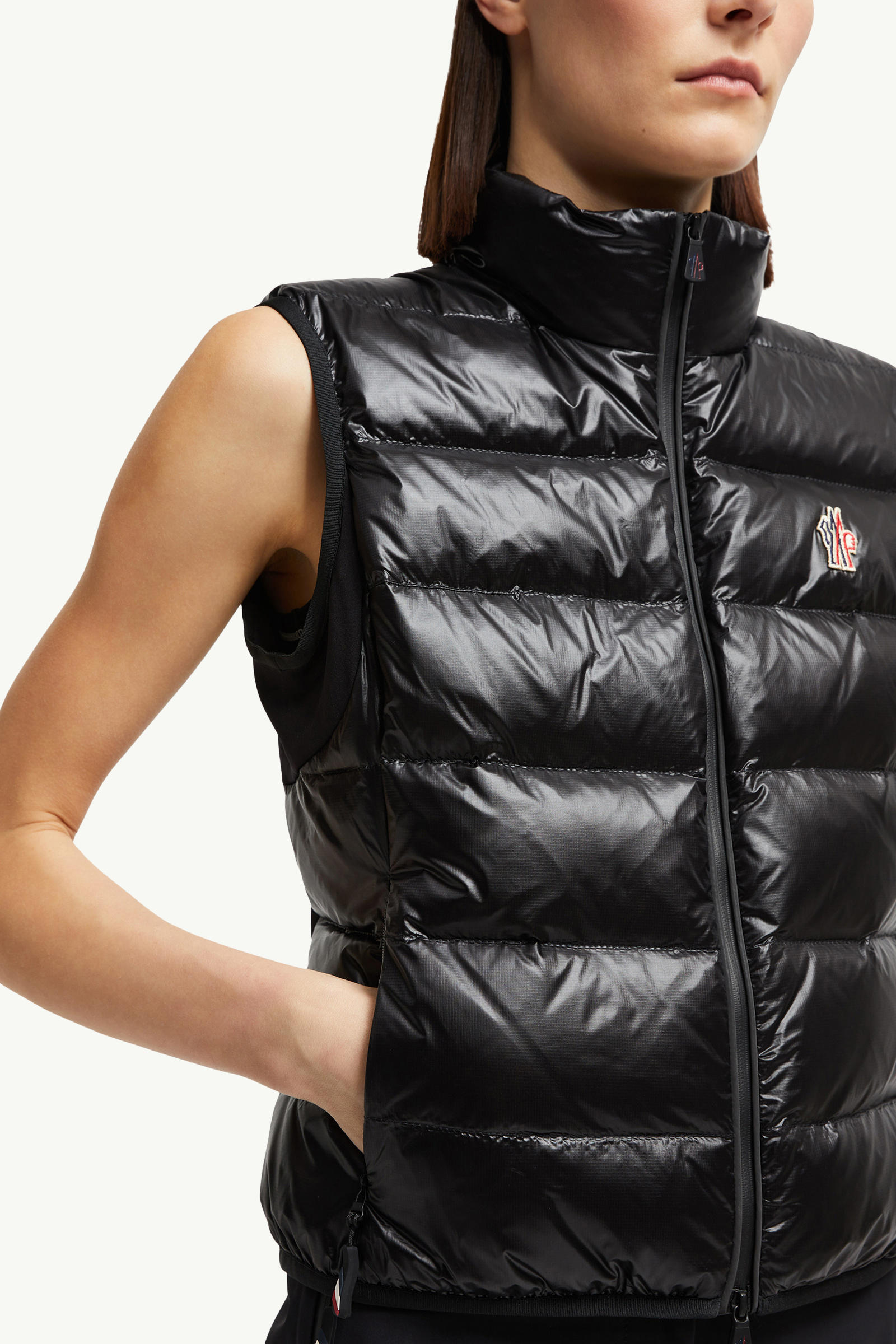 Padded Zip-Up Jersey Gilet Women Black Moncler 5