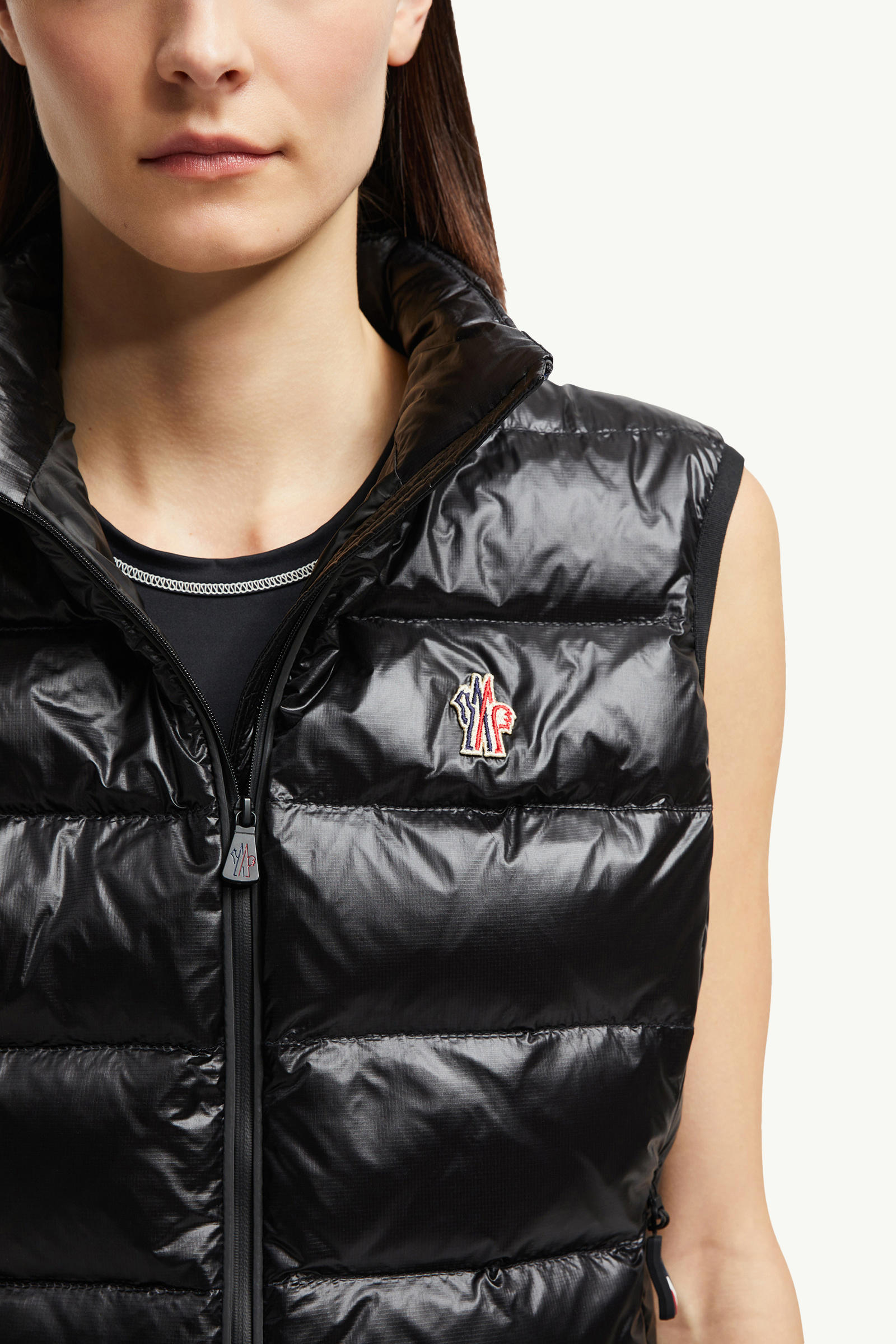 Padded Zip-Up Jersey Gilet Women Black Moncler 6