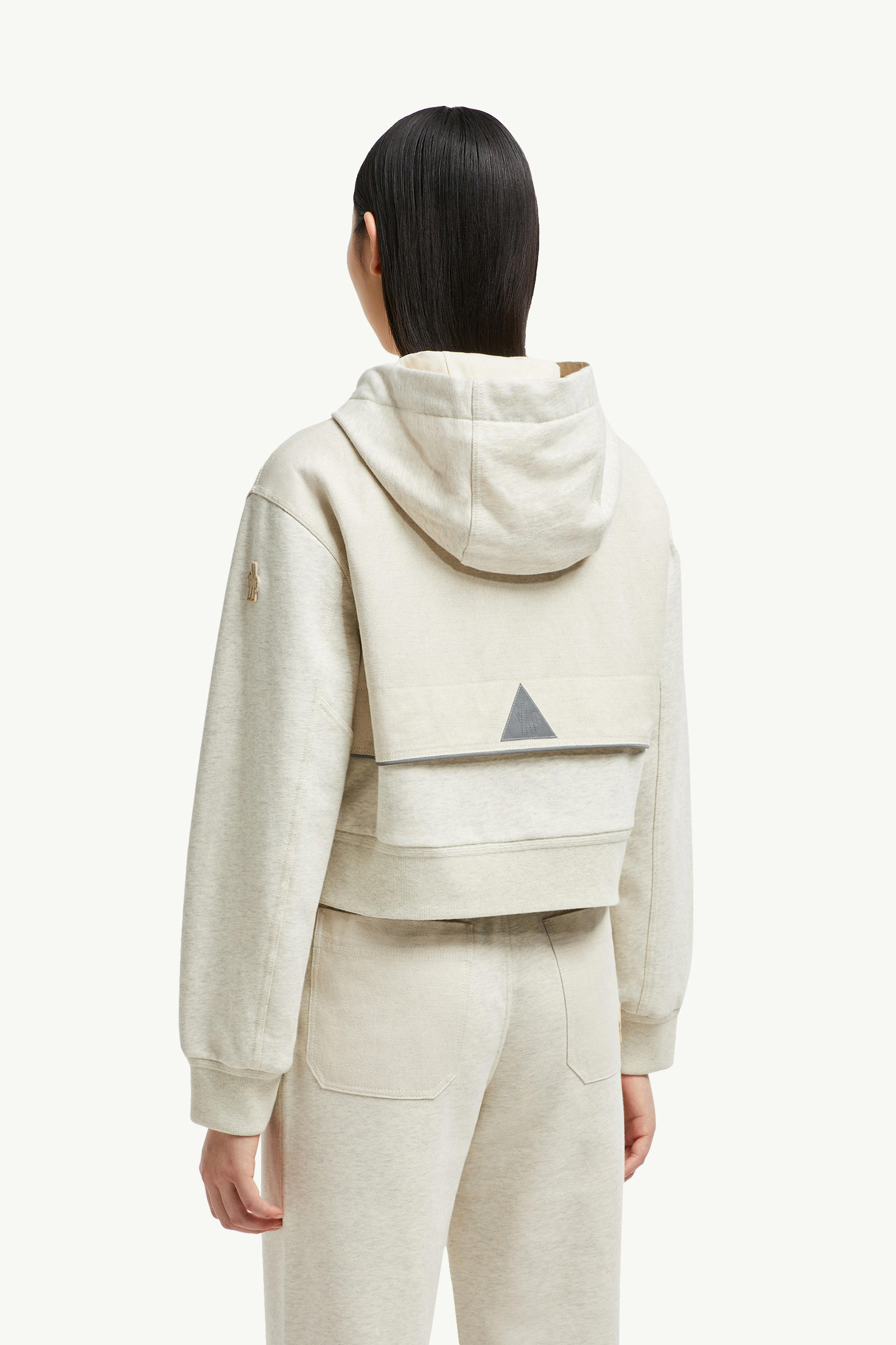 Cotton & Linen Zip-Up Hoodie Women Ice Gray Moncler 4