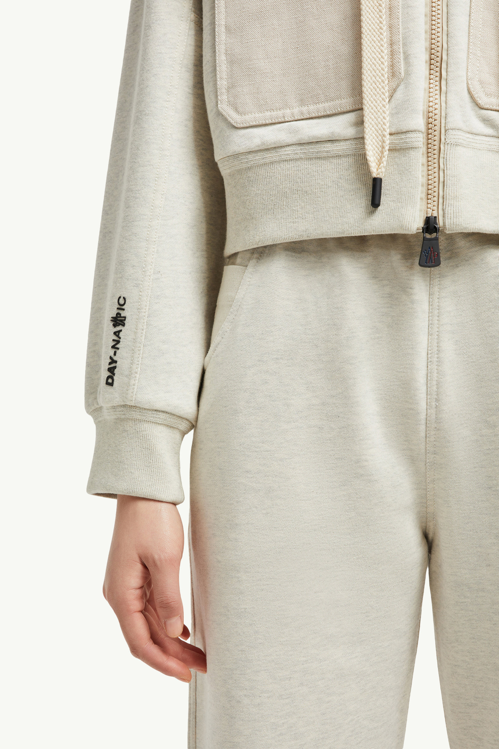Cotton & Linen Zip-Up Hoodie Women Ice Gray Moncler 5