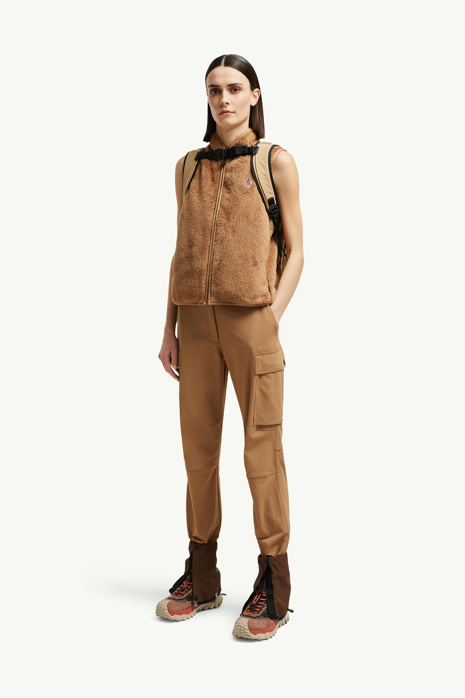Reversible Polartec® Zip-Up Gilet Women Camel Beige Moncler 0