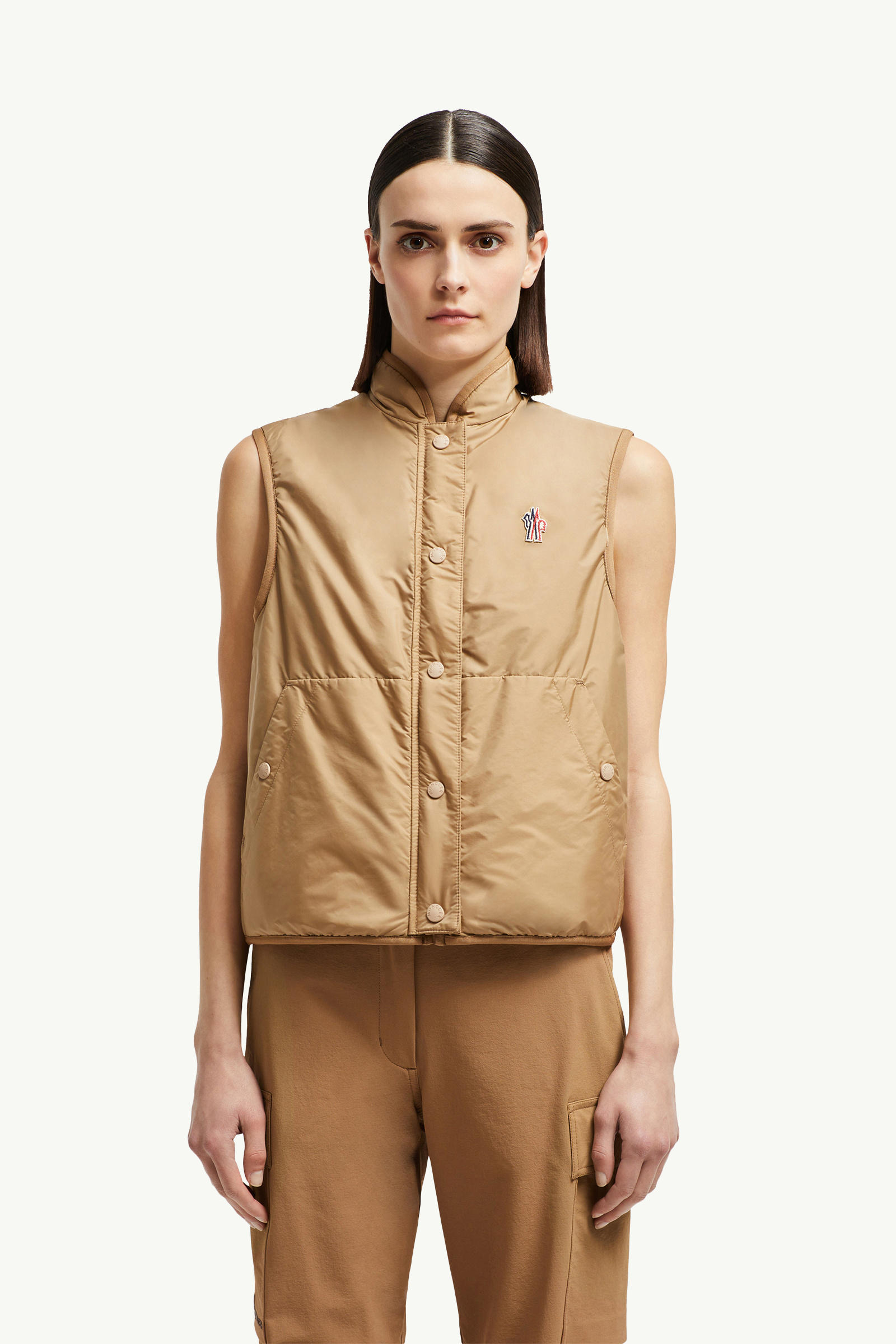 Reversible Polartec® Zip-Up Gilet Women Camel Beige Moncler 3