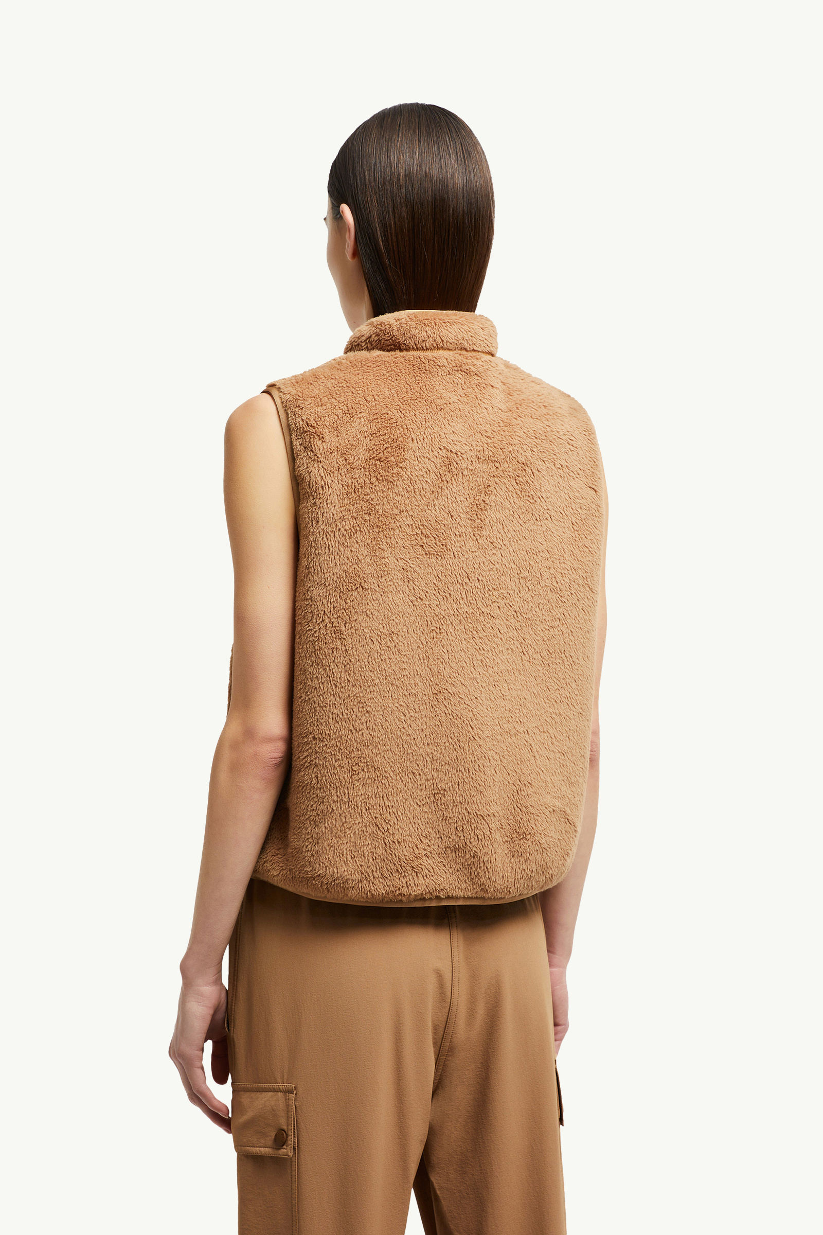 Reversible Polartec® Zip-Up Gilet Women Camel Beige Moncler 4