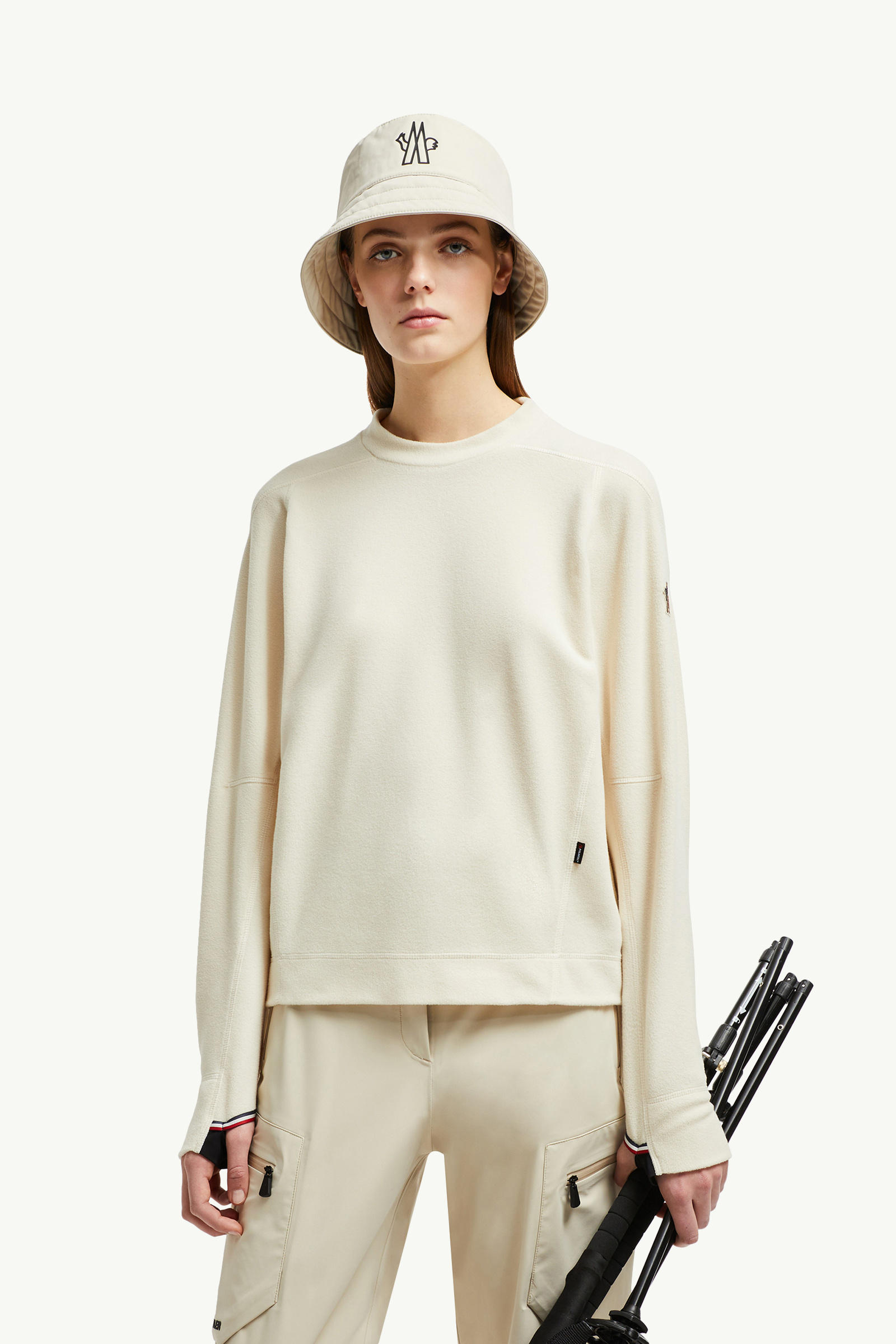 Pullover aus Fleece Damen Weiß Moncler 0
