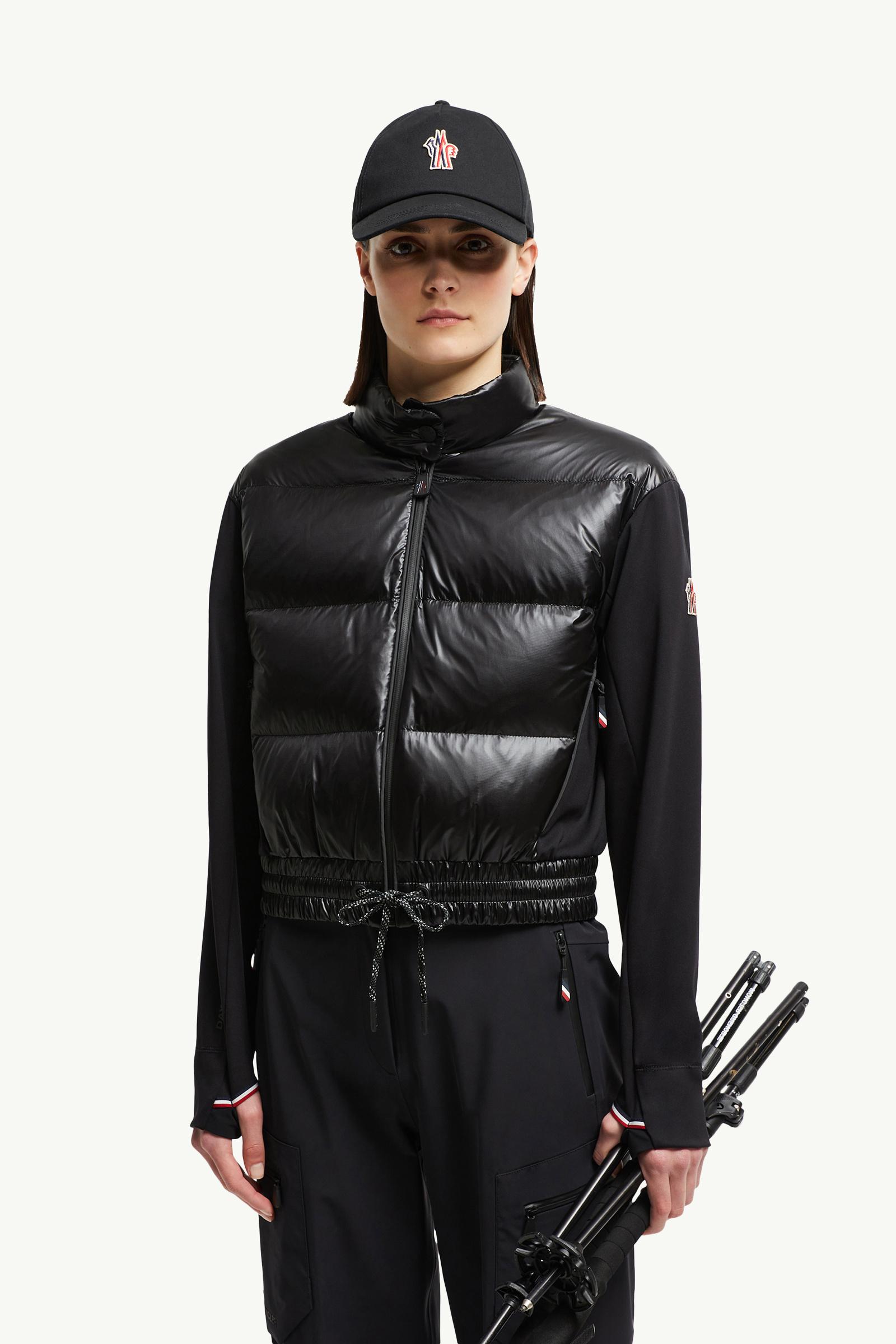 Black Padded Zip-Up Jersey Cardigan - Sweatshirts for Women