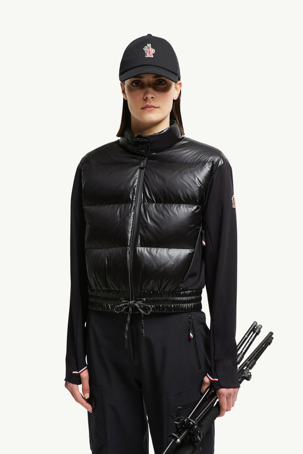 Cardigan zippé en jersey matelassé Femmes Noir Moncler 0