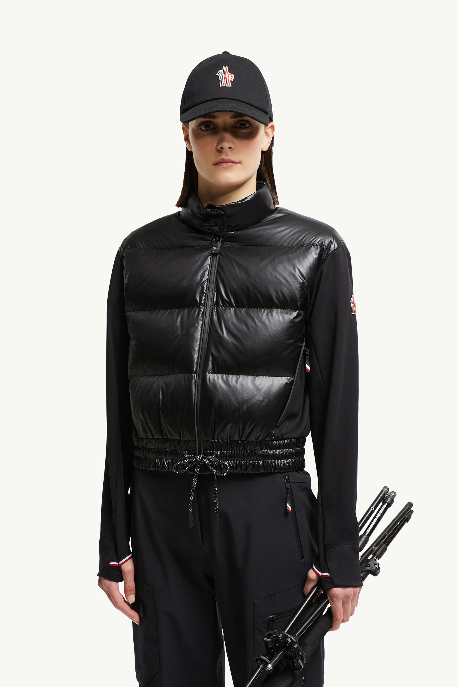 Padded Zip-Up Jersey Cardigan Women Black Moncler 0