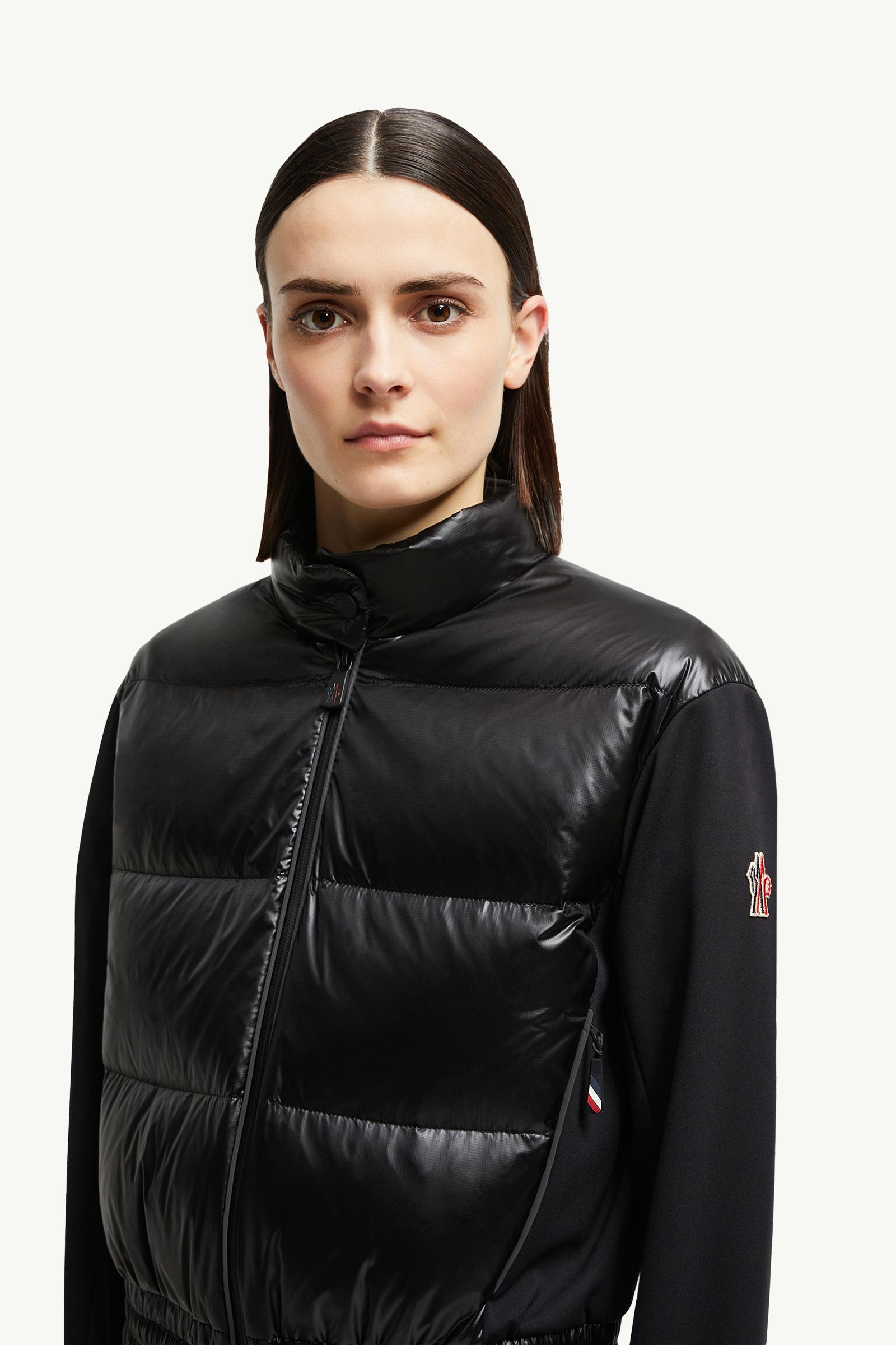 Black Padded Zip-Up Jersey Cardigan - Sweatshirts for Women