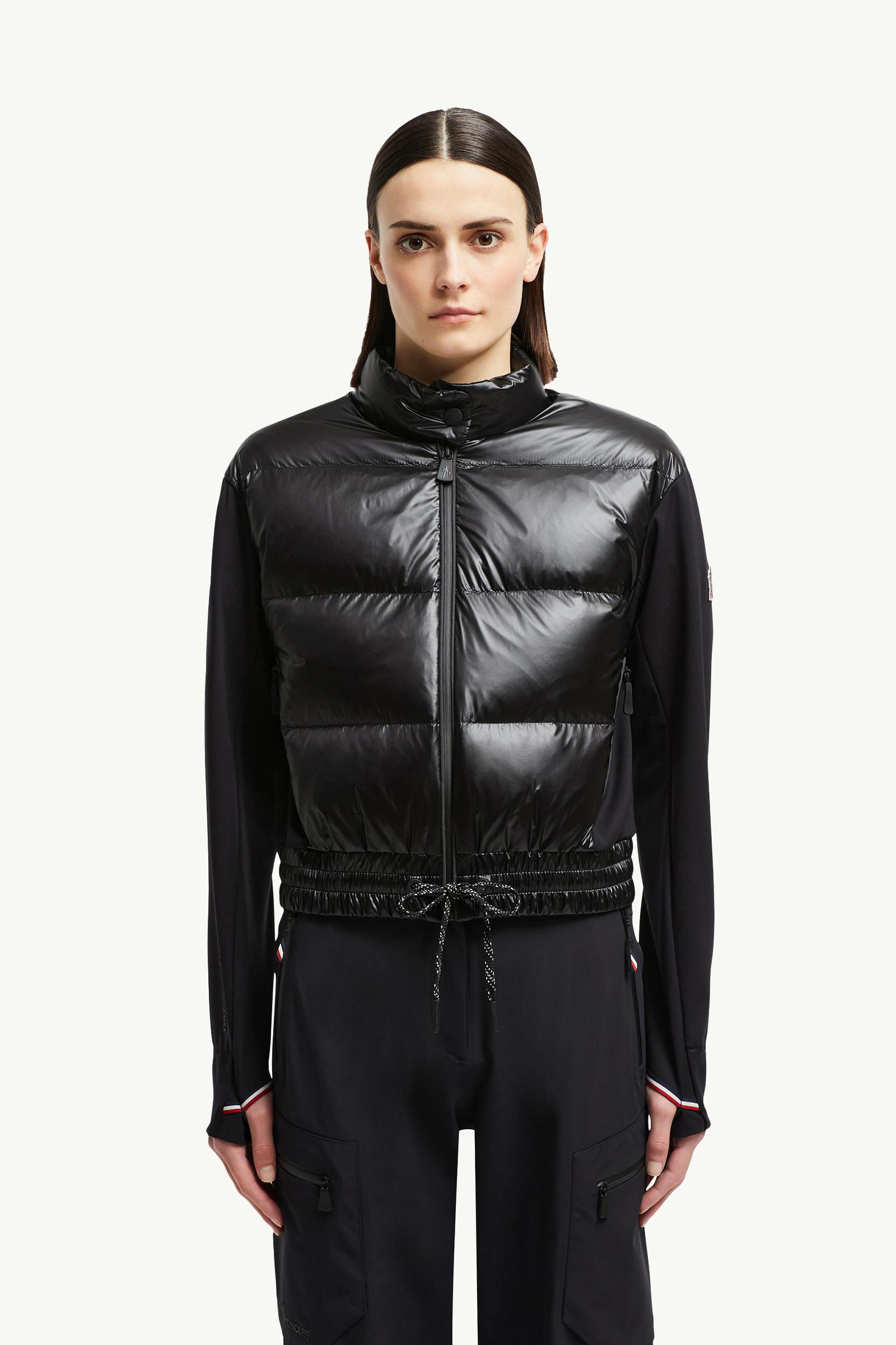 Black Padded Zip-Up Jersey Cardigan - Sweatshirts for Women