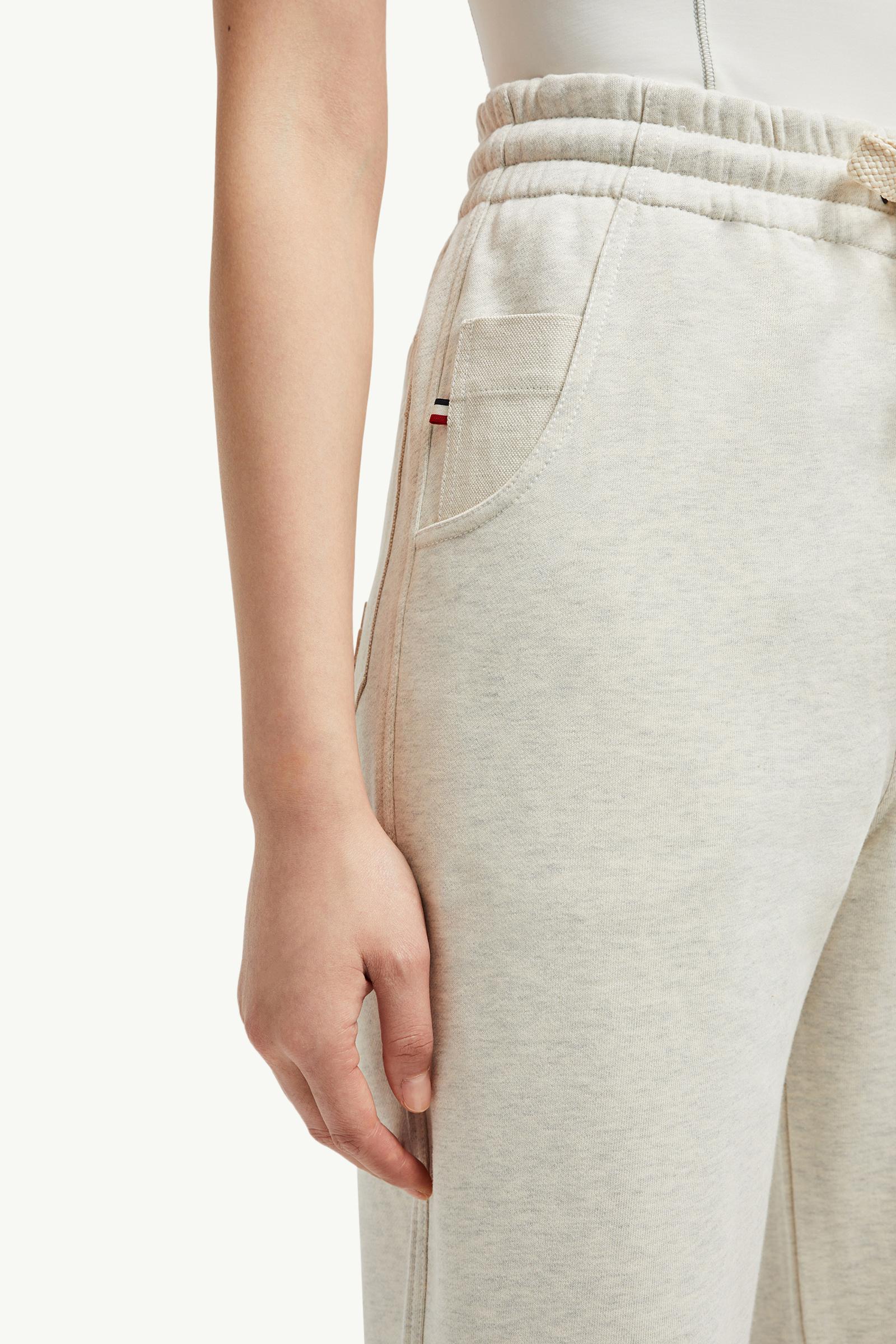 Pantalon de survêtement en coton et lin Femmes Gris Glacier Moncler 1