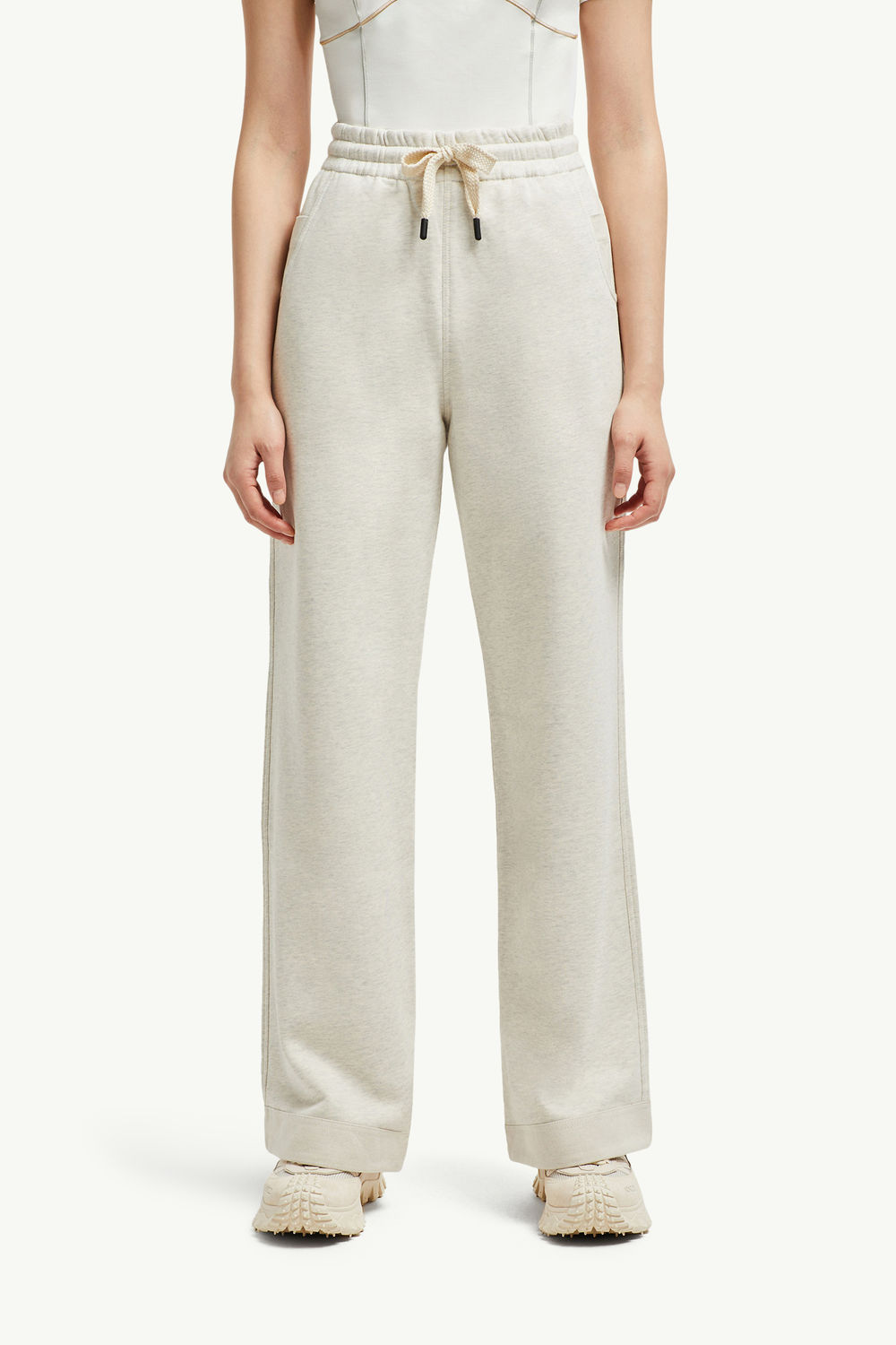Cotton & Linen Track Pants Women Ice Gray Moncler 3