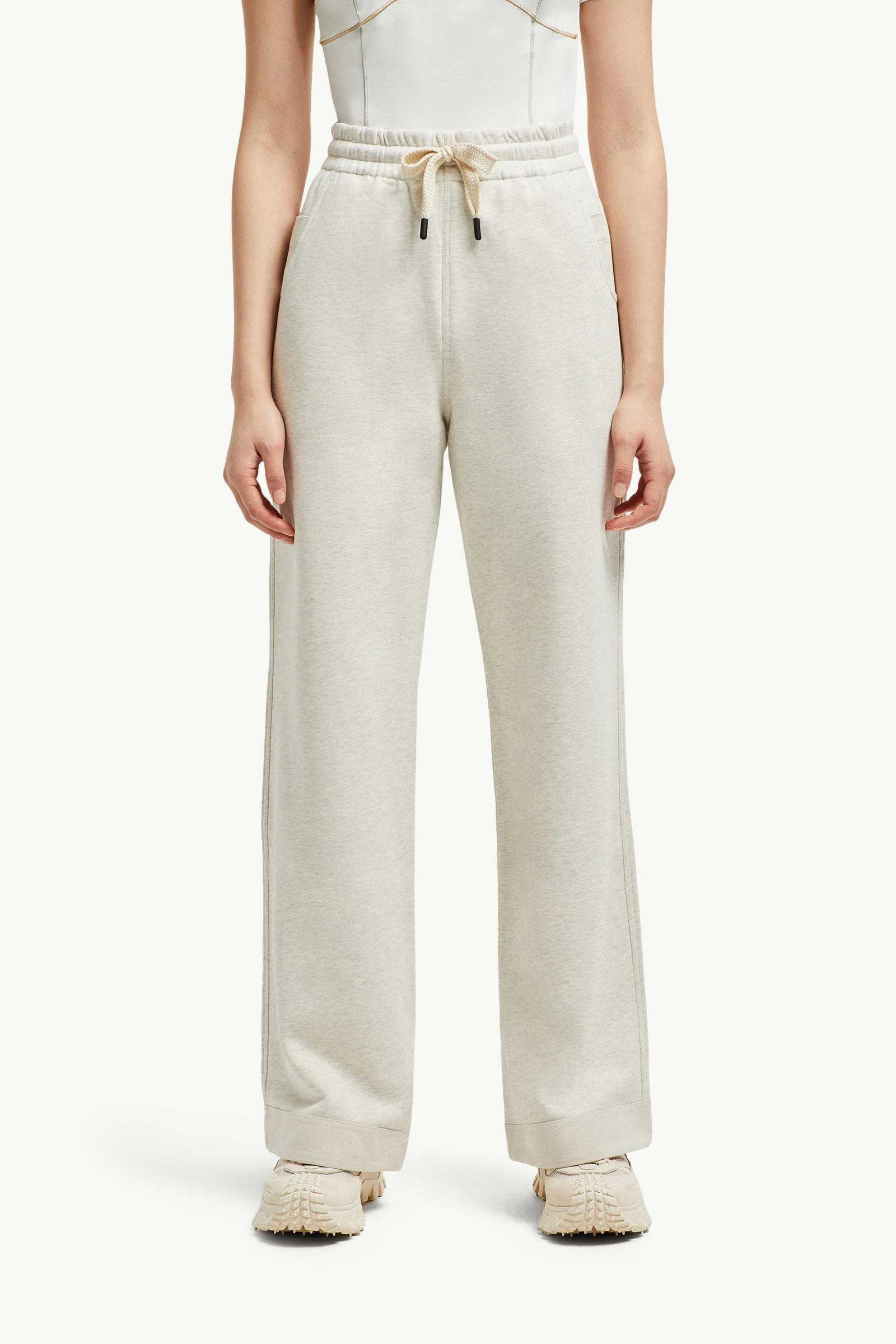 Pantalon de survêtement en coton et lin Femmes Gris Glacier Moncler 3
