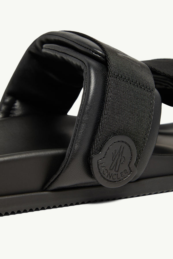 Mon Summer Nappa Leather Sliders Men Black Moncler 2