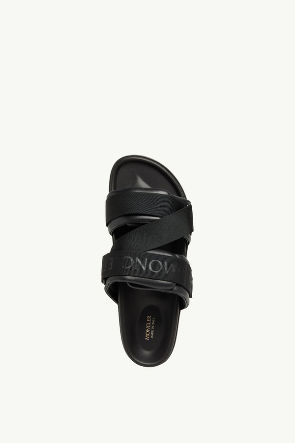 Mon Summer Nappa Leather Sliders Men Black Moncler 3