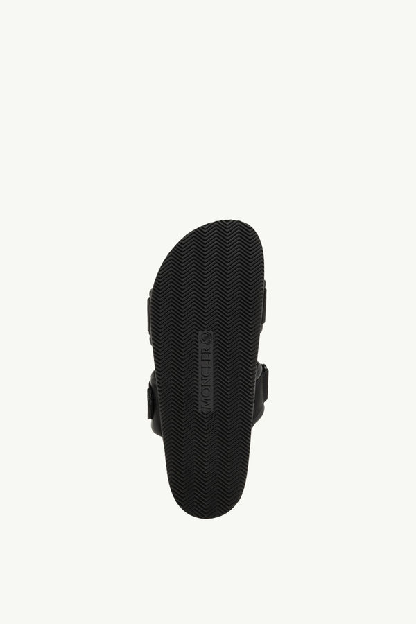 Mon Summer Nappa Leather Sliders Men Black Moncler 4