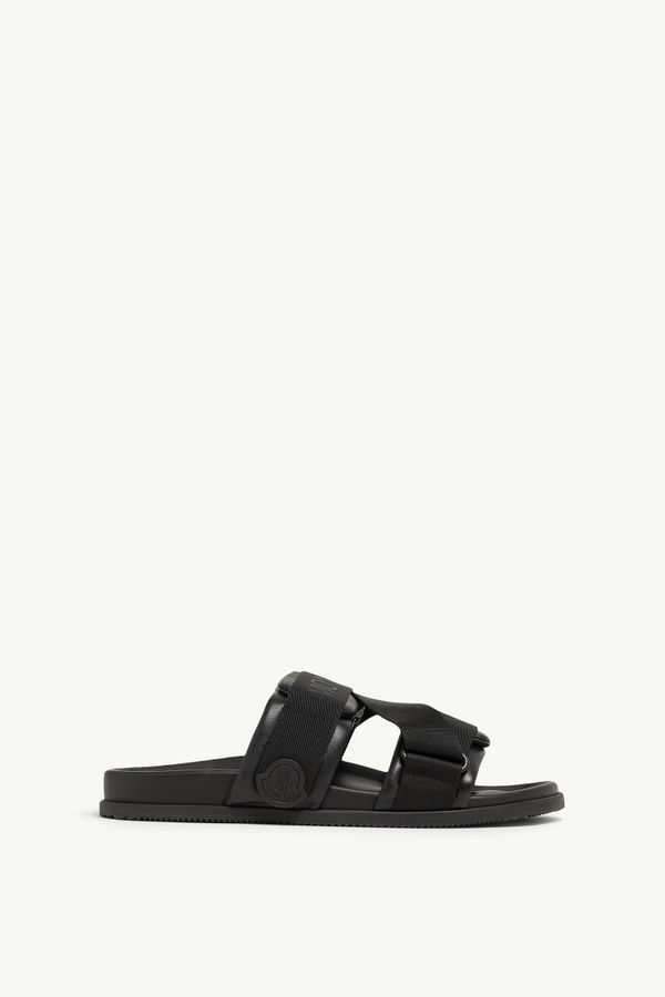 Mon Summer Nappa Leather Sliders Men Black Moncler 0