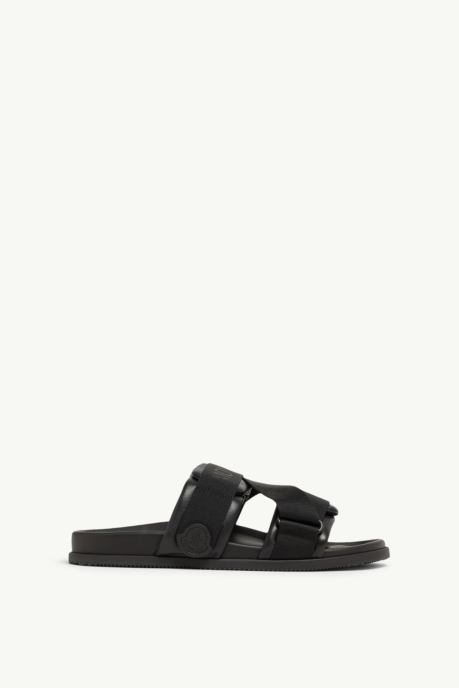 Mon Summer Nappa Leather Slides Men Black Moncler 0