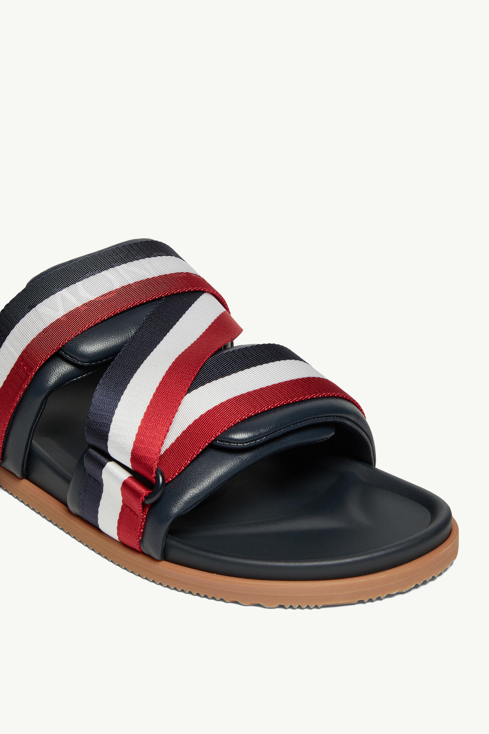 Mon Summer Nappa Leather Sliders Men Navy Blue Moncler 1