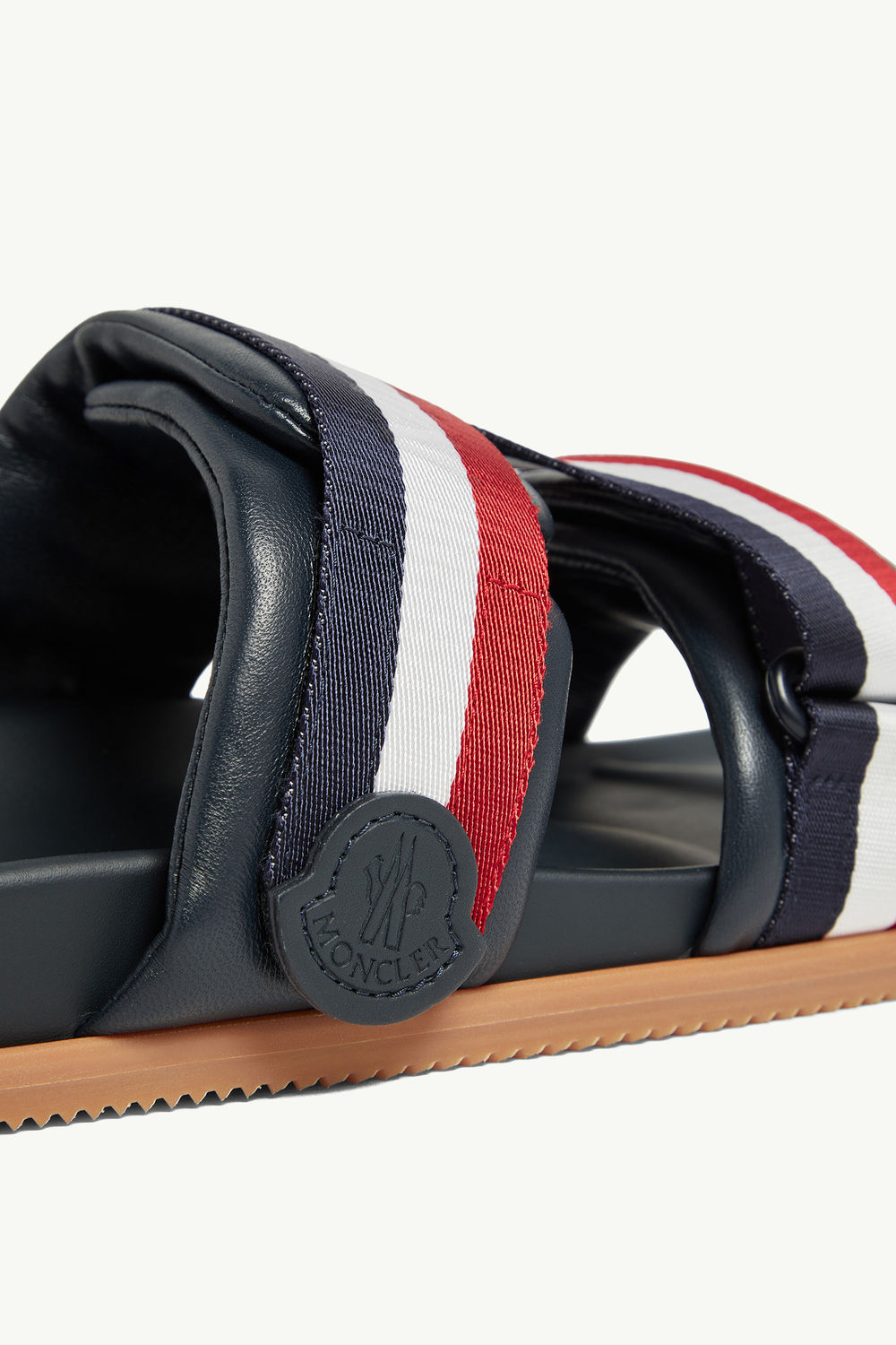 Mon Summer Nappa Leather Sliders Men Navy Blue Moncler 2