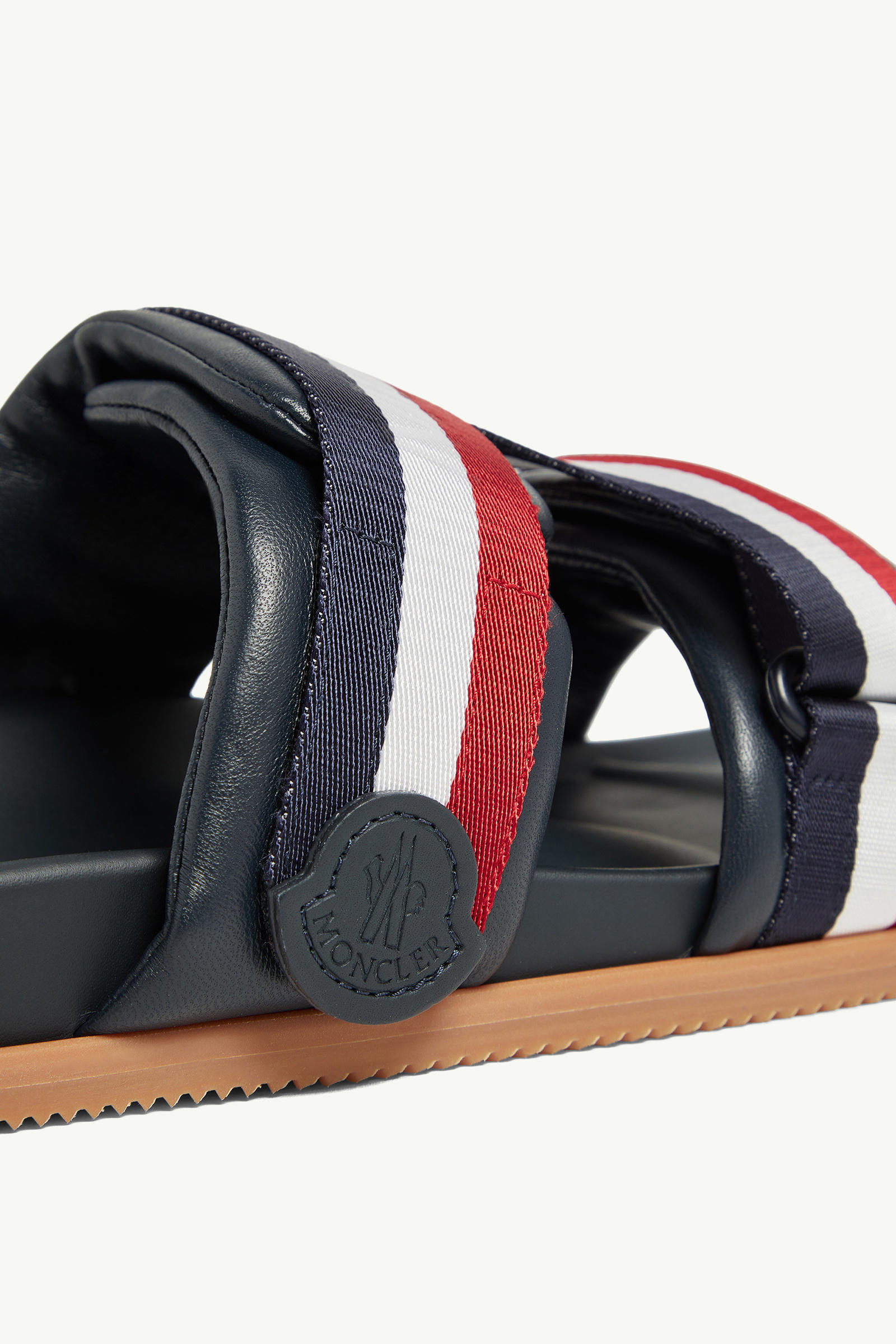 Mon Summer Nappa Leather Sliders Men Navy Blue Moncler 2