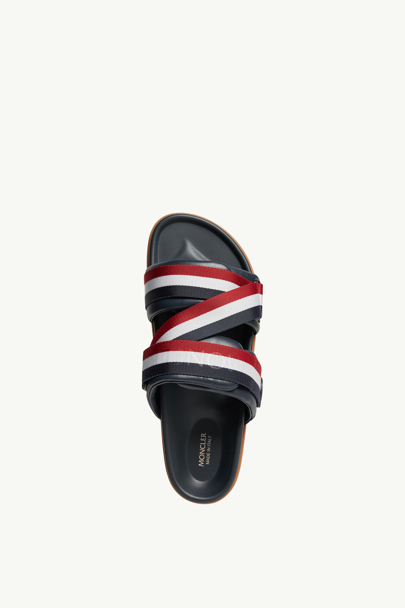 Mon Summer Nappa Leather Sliders Men Navy Blue Moncler 3